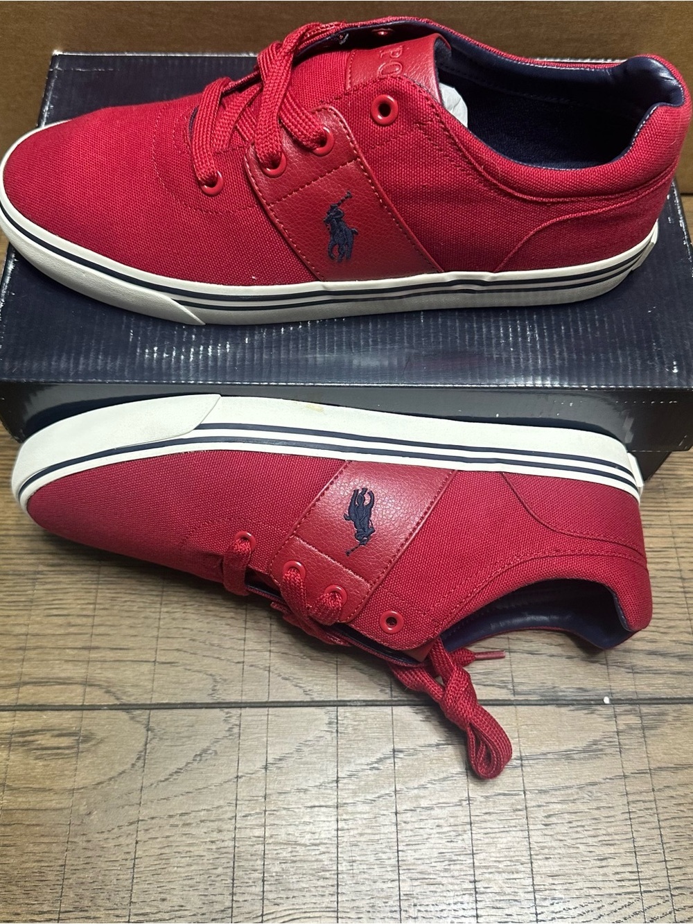 Polo by Ralph Lauren Red Canvas Low-Top Sneaker NEW Mens 8.5